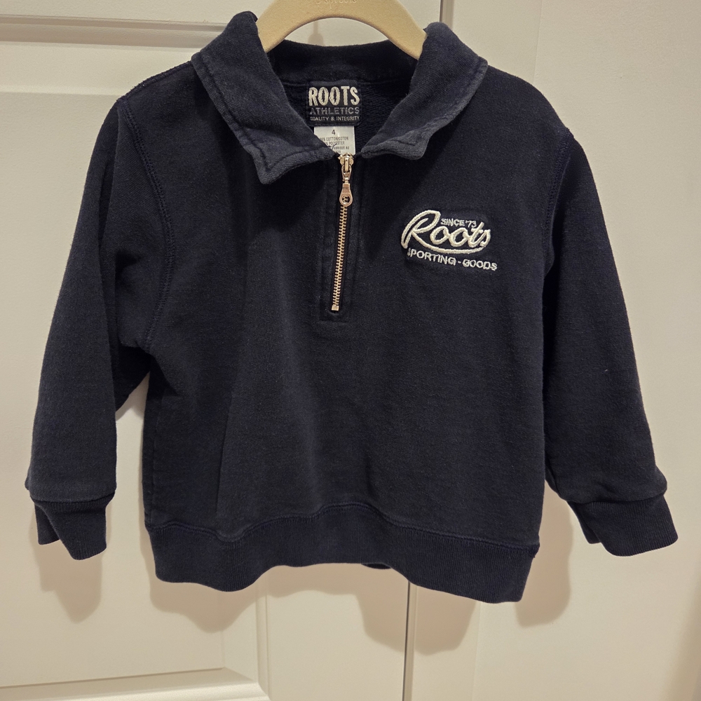Vintage 90s roots 1/4 zip relaxed sweatshirt- Kids- 4T